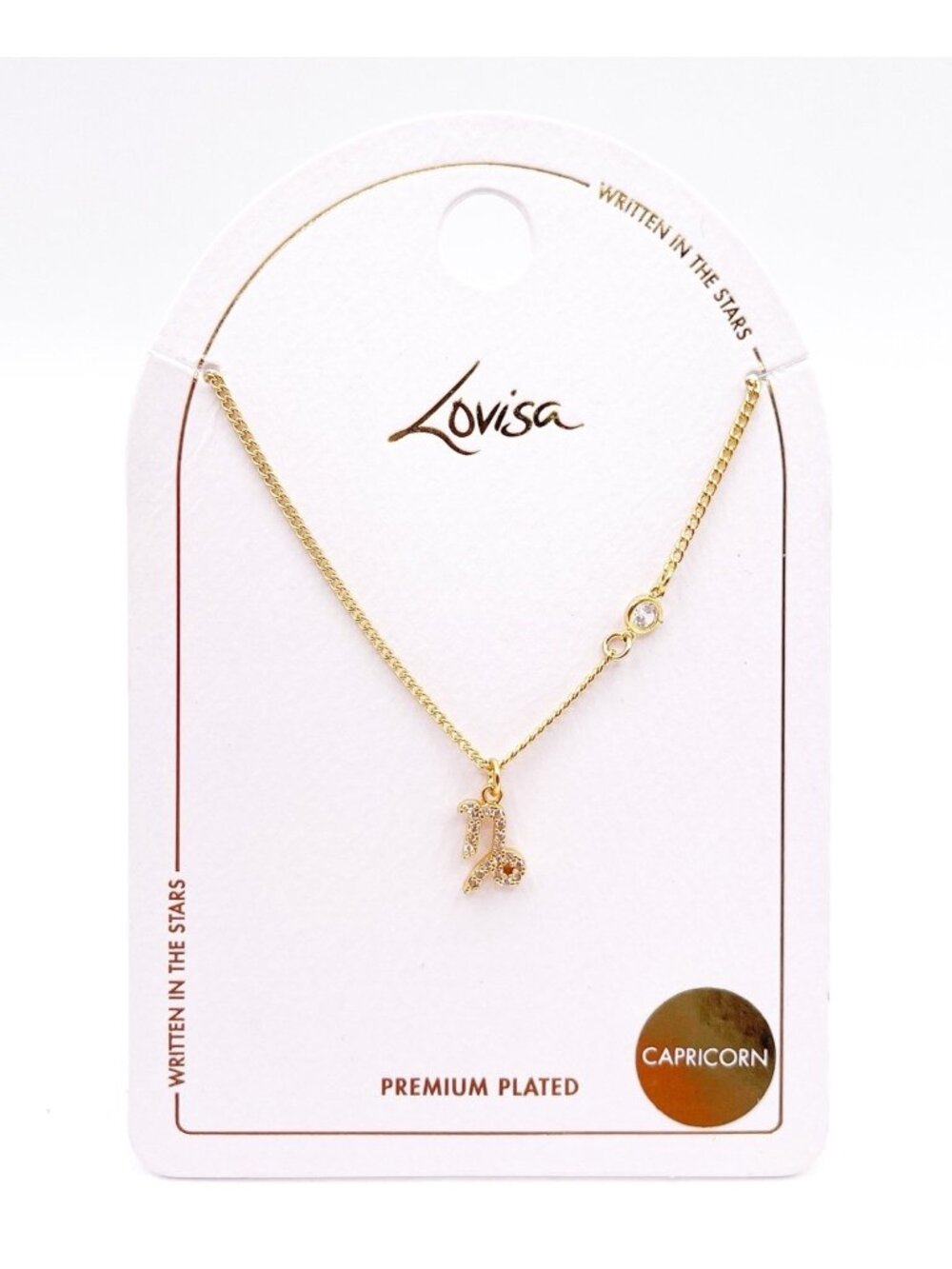 New Lovisa Gold Tone Capricorn Zodiac Sign Crystal Pendant Necklace Gift For Her